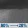 Tonight: Rain showers. Cloudy, with a low around 43. North wind 3 to 8 mph. Chance of precipitation is 80%. Tonight: Rain Showers
