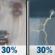 Today: A chance of rain before noon, then a chance of rain and a slight chance of thunderstorms between noon and 2pm, then a slight chance of thunderstorms and a slight chance of rain between 2pm and 4pm. Cloudy. High near 68, with temperatures falling to around 37 in the afternoon. West wind 14 to 23 mph, with gusts as high as 37 mph. Chance of precipitation is 30%. Today: Chance Light Rain