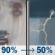 Today: Rain before noon, then a chance of rain and a slight chance of thunderstorms. Cloudy, with a high near 54. Northeast wind around 9 mph. Chance of precipitation is 90%. Today: Rain