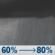 Monday Night: Rain showers. Mostly cloudy, with a low around 58. Chance of precipitation is 80%. Monday Night: Rain Showers
